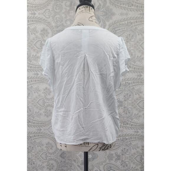Liverpool Stitch Fix women white flutter sleeve blouse Size Med P office church - Picture 4 of 8